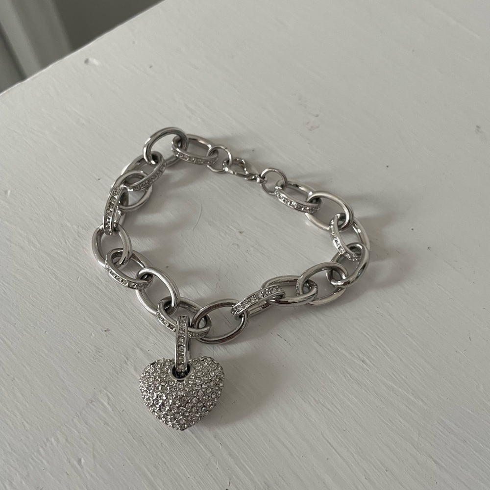 Crystal heart bracelet silver